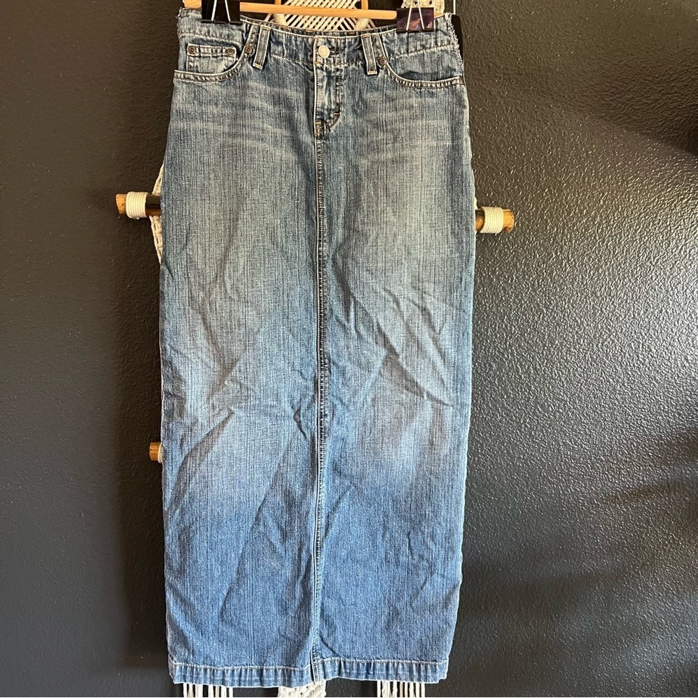 BKE Castaway Denim Pencil Skirt Woman’s 25 Y2K Boho Coastal Grandma Cottage Core - Picture 1 of 9